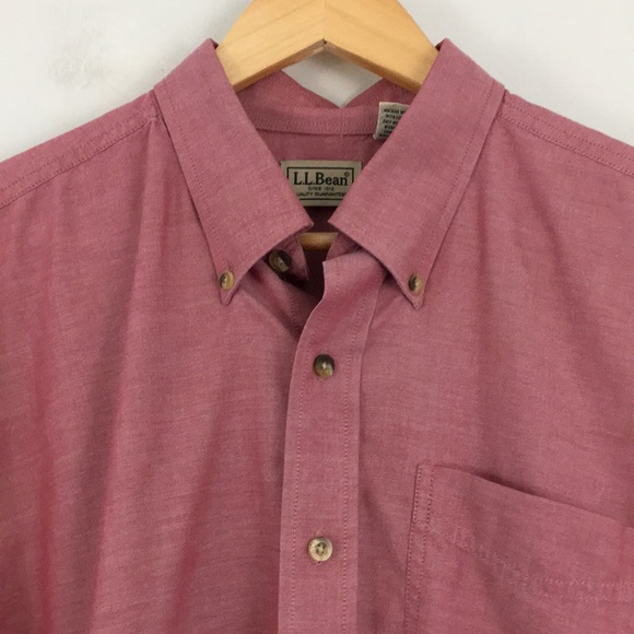 L.L. Bean Men’s Long Sleeve Button Down Dress Shirt Size Large Mauve Dusty Rose - Picture 3 of 7